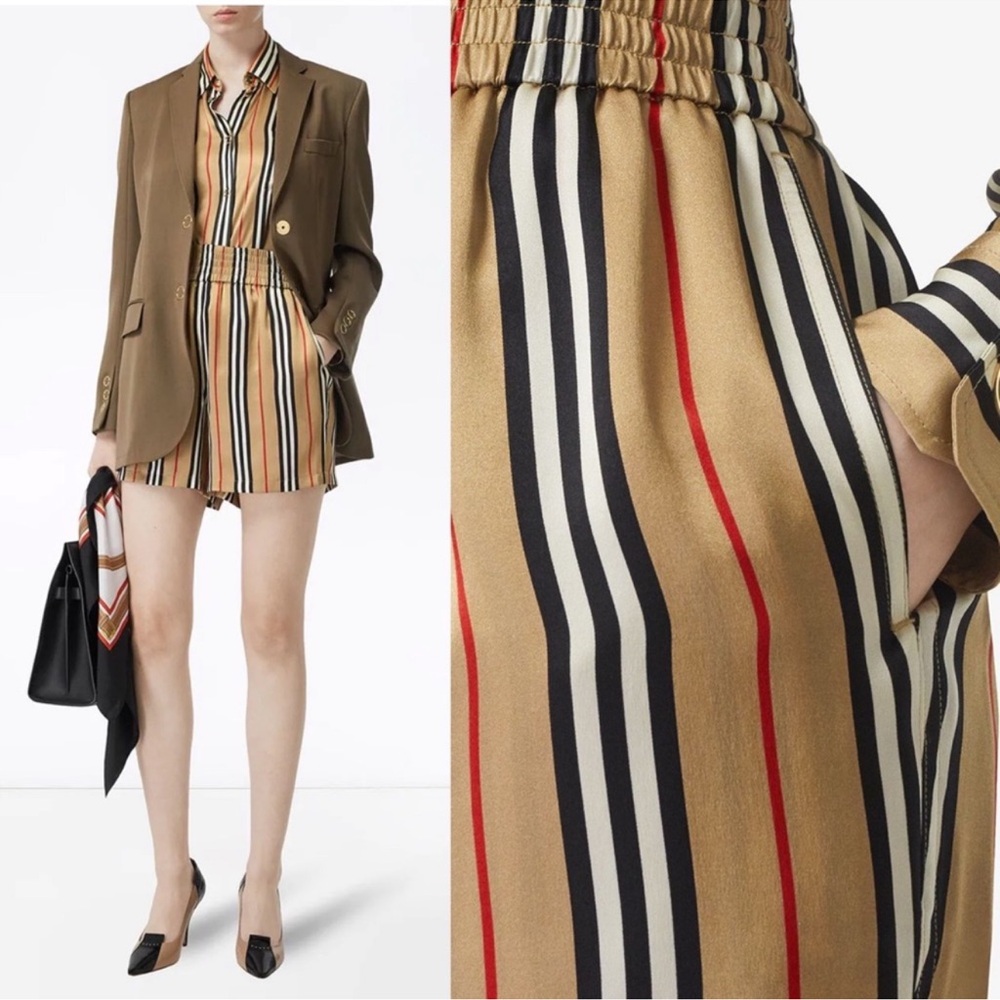 Burberry Tan and Black Flat Front Shorts
Condition as pictures